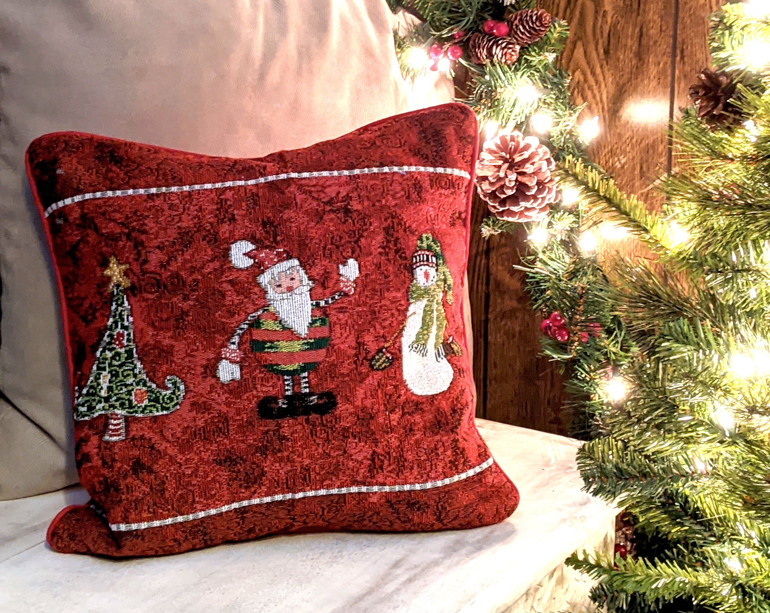 Christmas Throw Pillow Cover, Mittens, Mashmallows, Snowballs