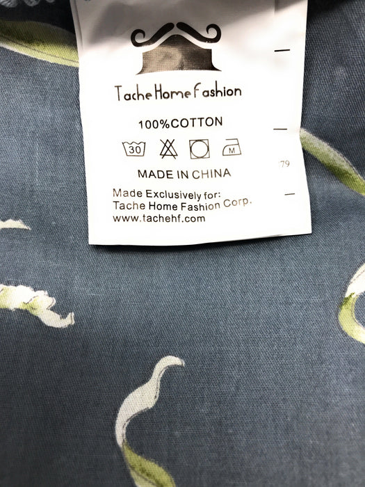 Tache Cotton Cherry Blossom Grey Floral Flat Sheet (2162FLT) — Tache ...