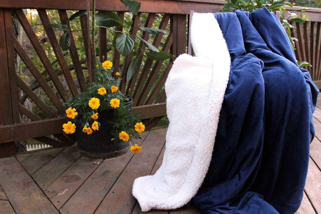 LARGE Double NAVY BLUE Fleece Blanket Sofa / Bed Throw ...