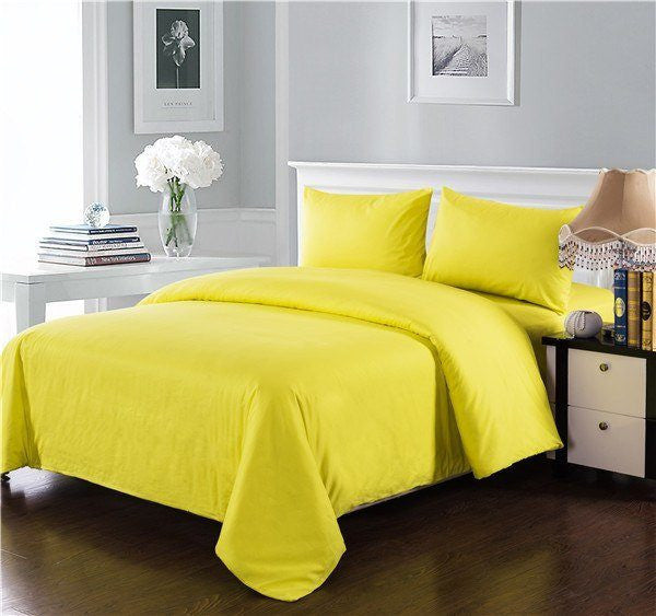 Tache 3 4 Piece Cotton Solid Sunny Yellow Comforter Set With