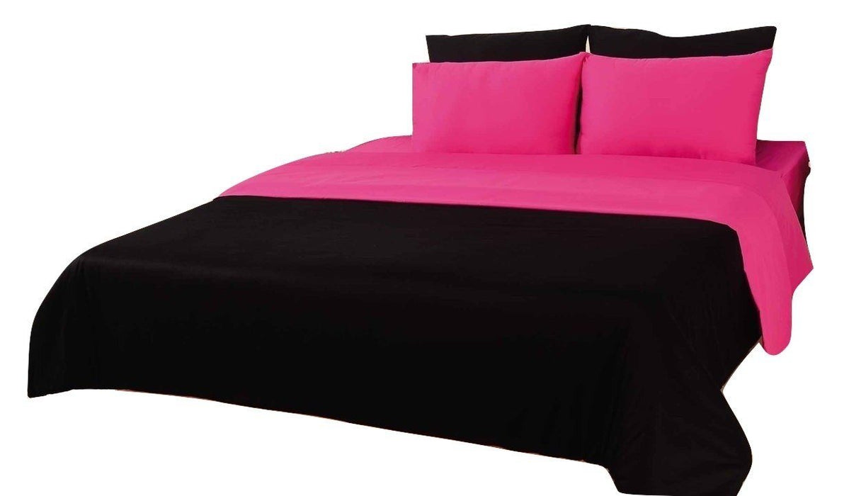 Tache Cotton Reversible Hot Pink Black Comforter Set With Zipper Tache Home Fashion