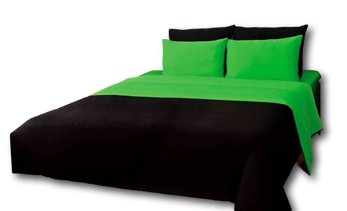 Tache Cotton Reversible Lime Green Black Comforter Set With Zipper