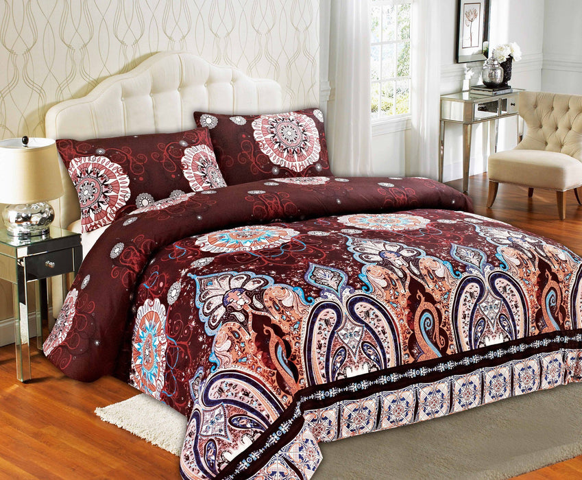 Tache Burgundy Palace Paisley Medallion Duvet Cover 2810 Tache