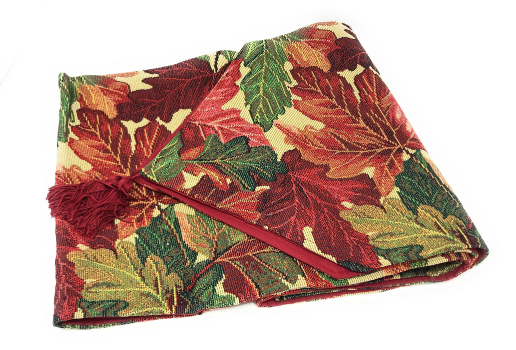 Tablerunners - Tache Warm Colorful Thanksgiving Leaves Fall Foliage Tapestry Table Runners (11516)