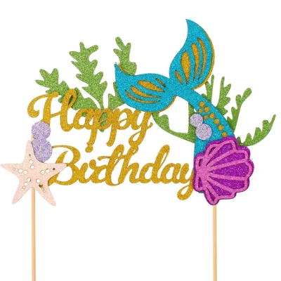 Download Mermaid Happy Birthday Cake Topper