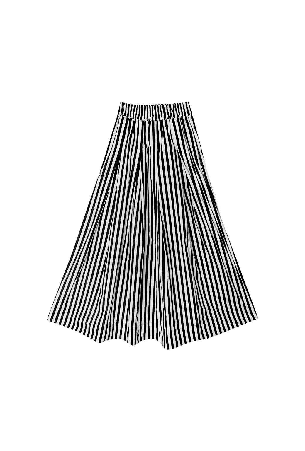 Smocked Waist Maxi Skirt - Black and White Stripe - BURU product image