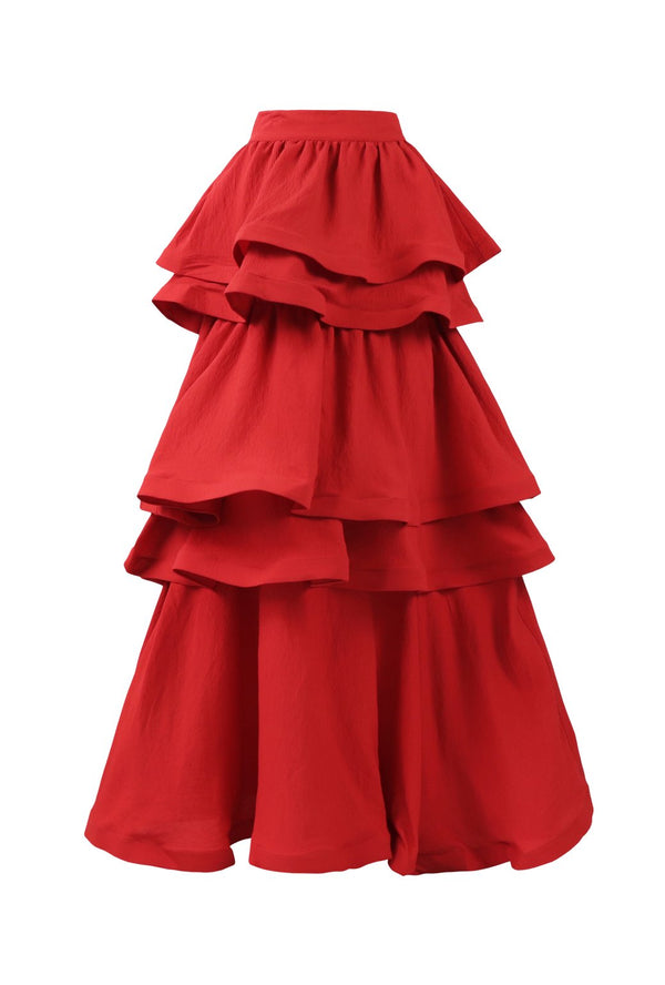 Teagan Tiered Skirt - Red – BURU