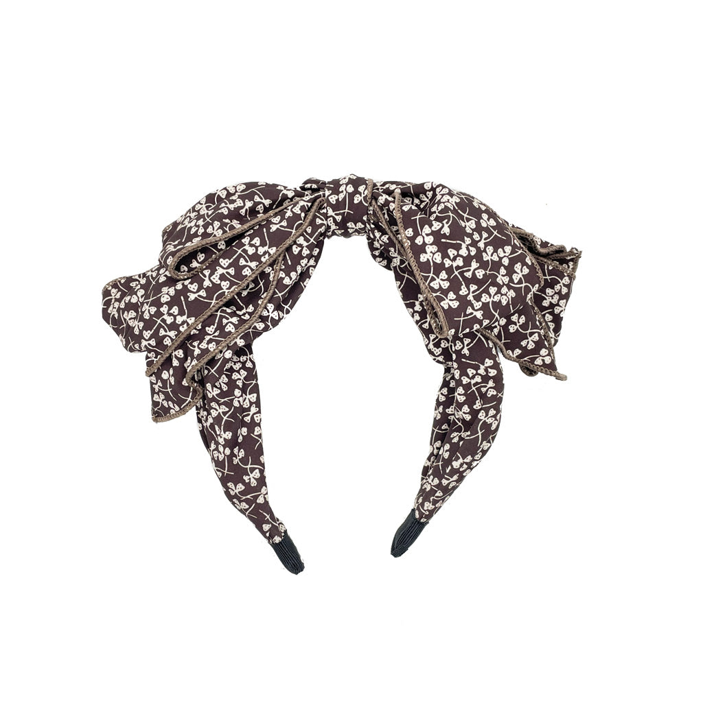 Bow Headband - Brown Micro-Floral