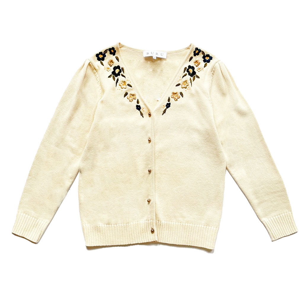 Les Fleurs Embroidered Cardigan - Ivory