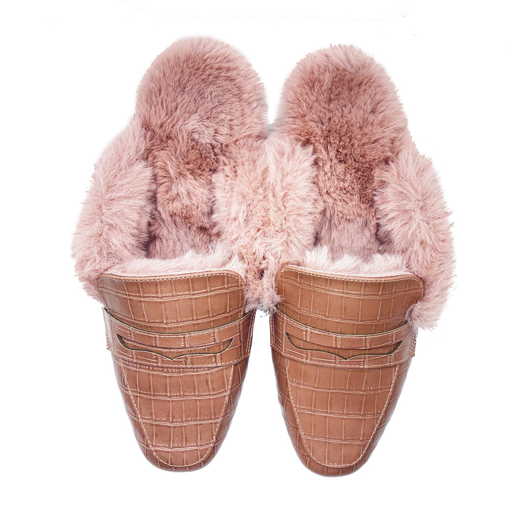 Badkamer verlamming Tijdreeksen Fur Lined Loafers - Blush Croc - Final Sale – BURU
