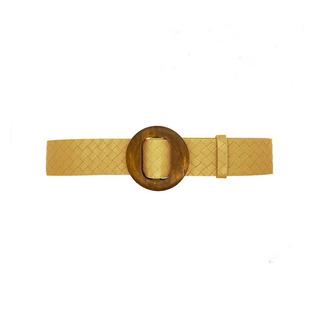 Woven Vegan Leather Belt - Yellow