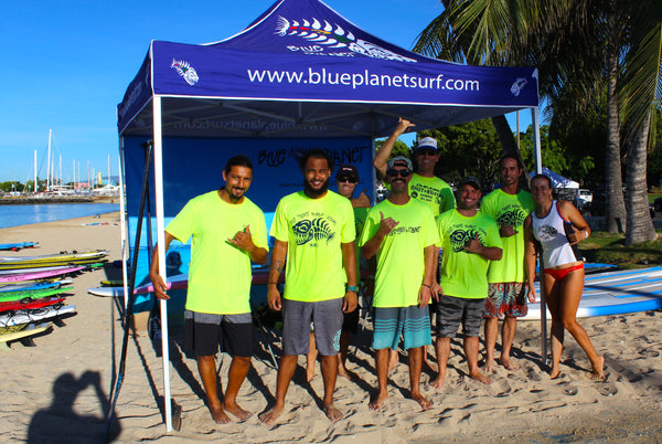 Blue Planet staff at SUP demo- try before you buy