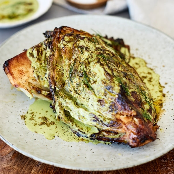 Charred Miso Cabbage with Green Tahini | Cabbage Recipes | Harris Farm ...