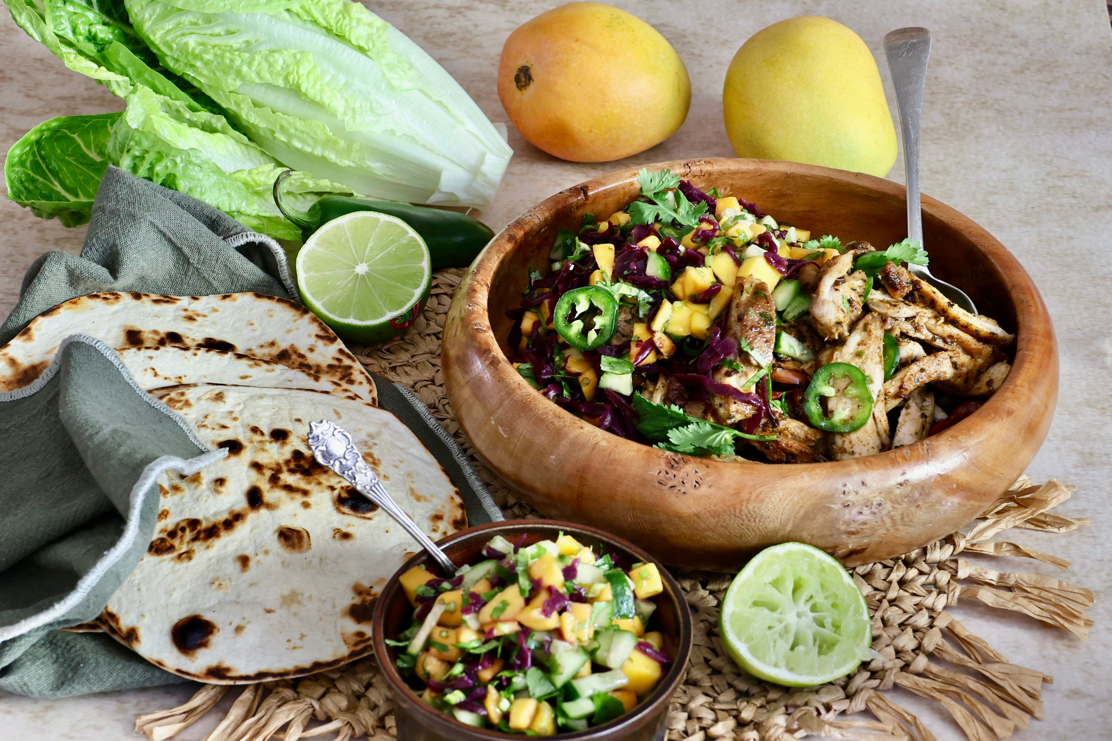 Latin Chicken and Mango Tortillas