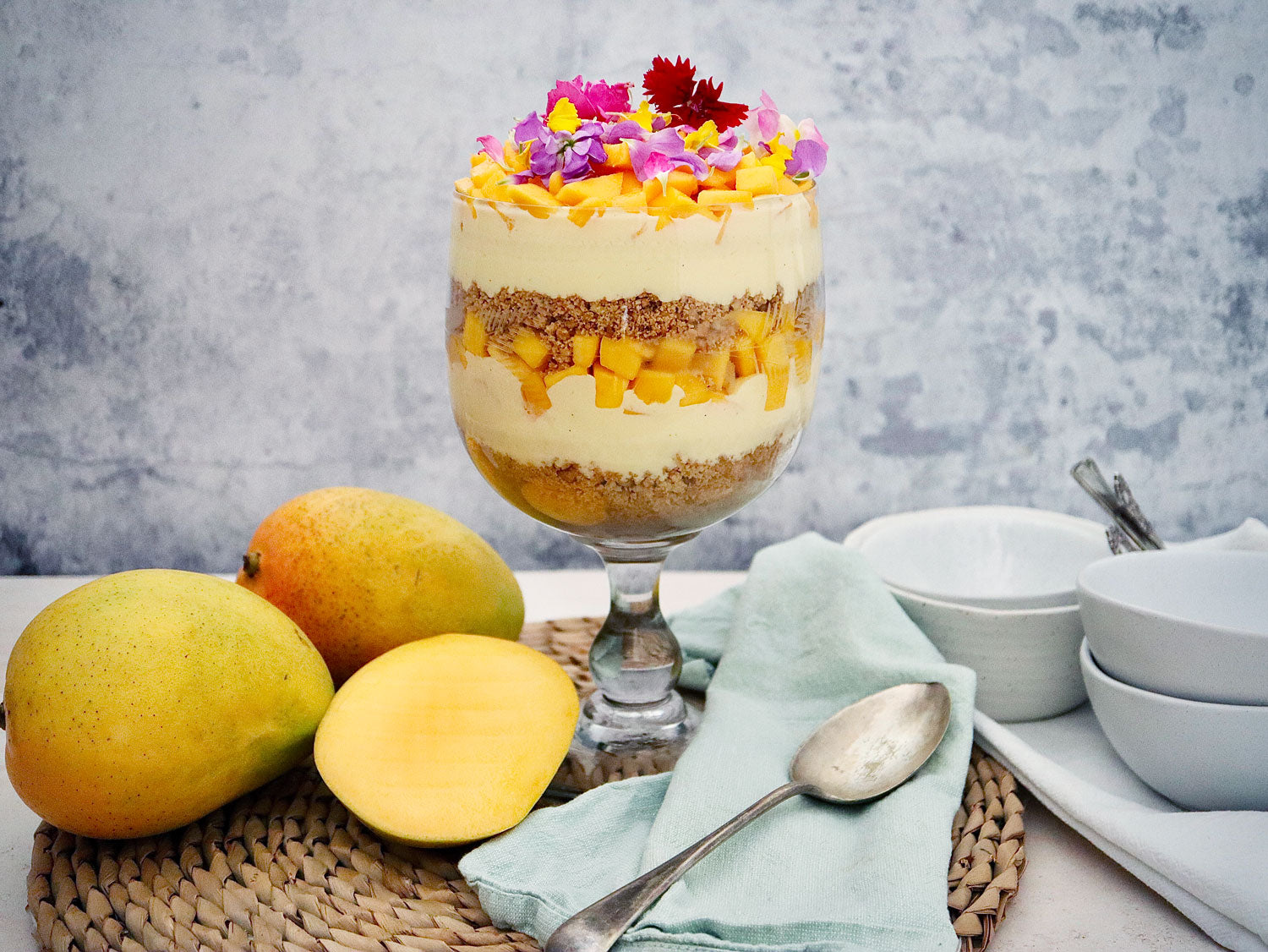 A tall mango trifle