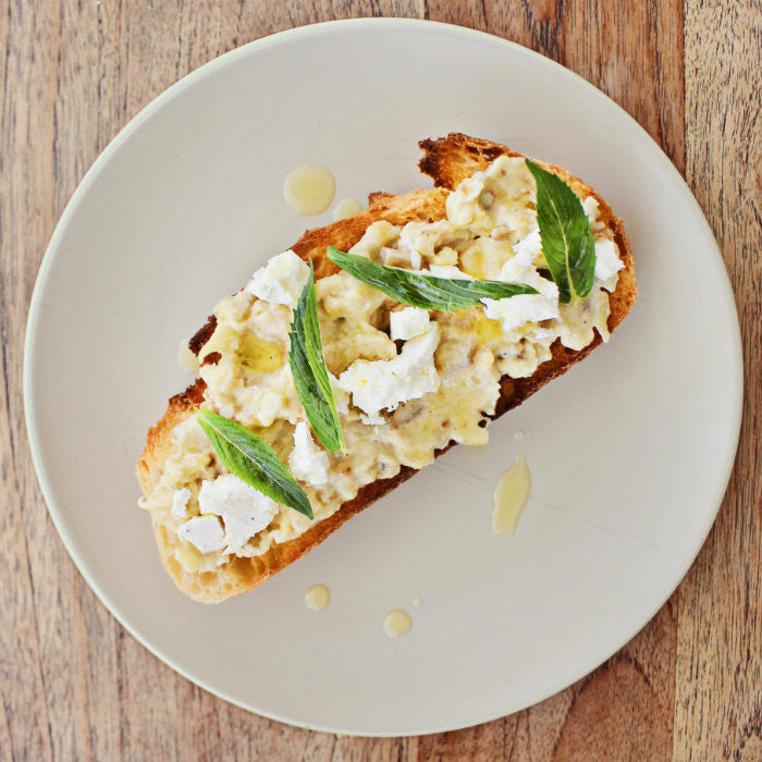 Smokey Eggplant with Feta on Toast