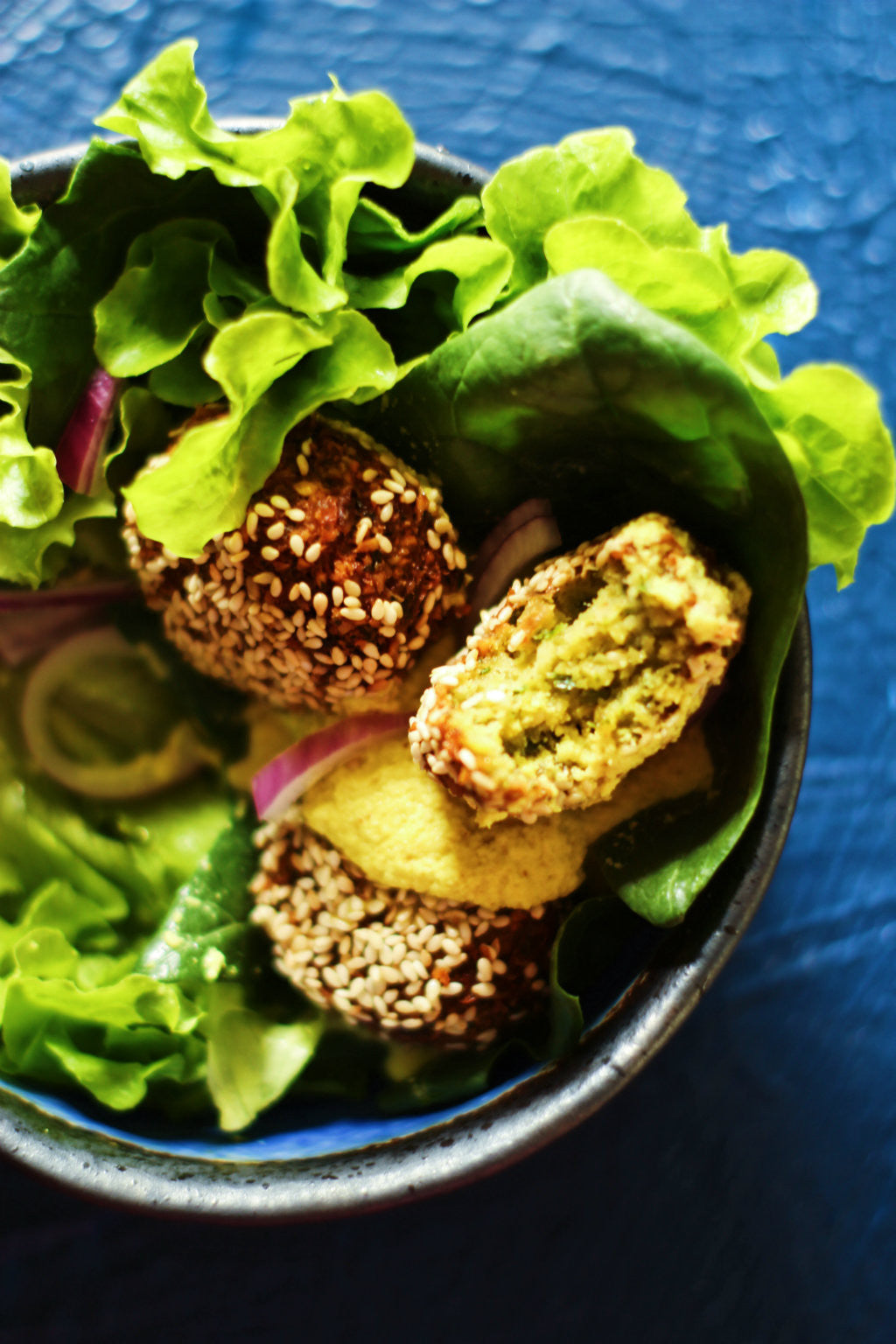 Falafel Salad with Cashew Turmeric Dressing