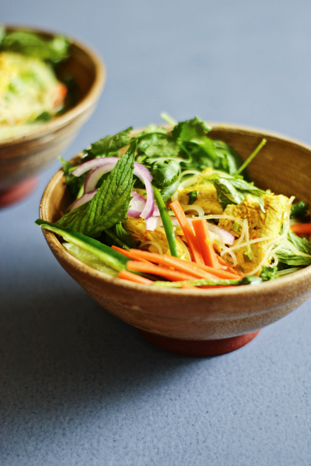 Yellow Chicken Vermicelli Salad with Herbs and Turmeric Dressing