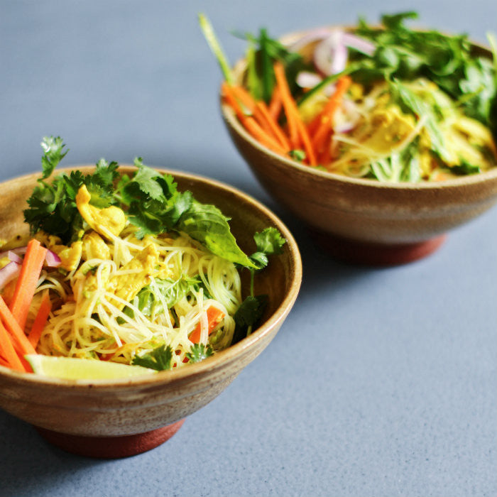 Yellow Chicken Vermicelli Salad with Herbs and Turmeric Dressing