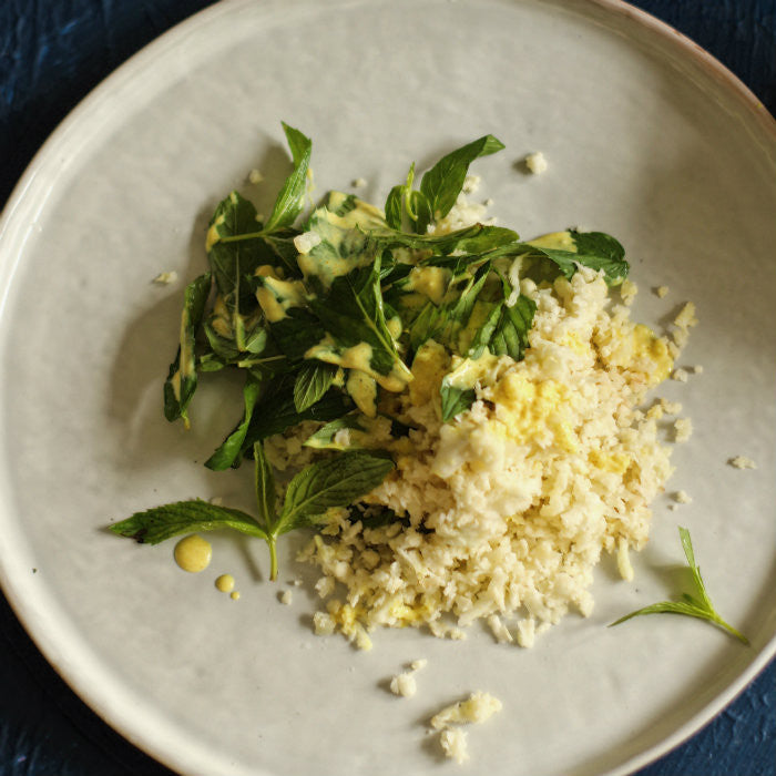 Cauliflower Rice with Mint & Turmeric Yoghurt Dressing