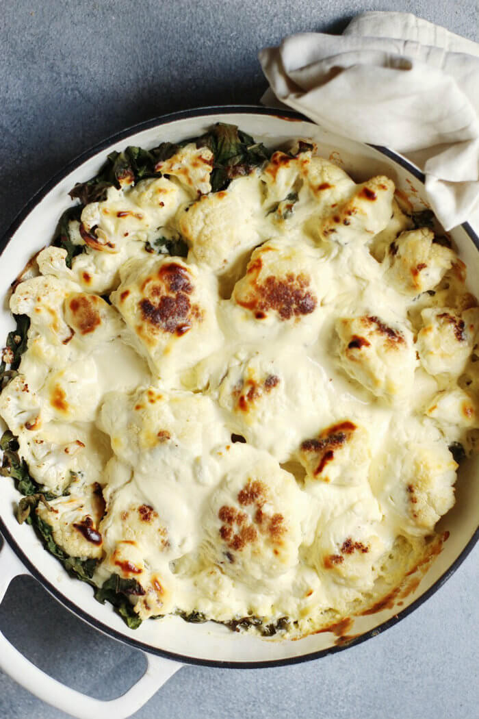 Cheesy Spinach and Cauliflower Bake Recipe