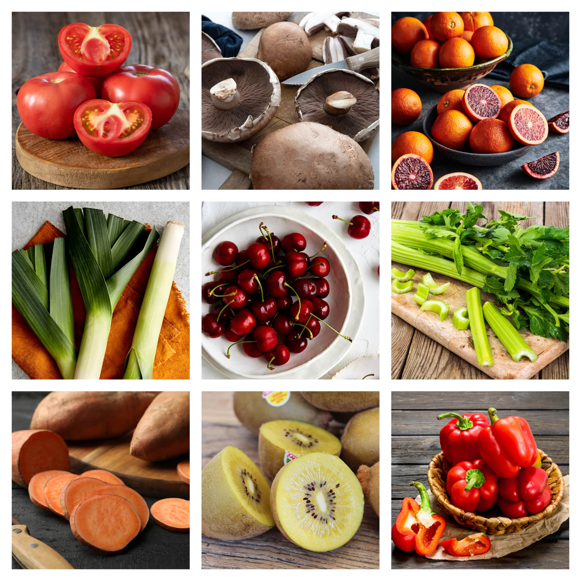 Dave's market update for the 12th of July 2023 includes tomatoes, gold kiwifruit, blood oranges, leeks, USA cherries, celery, imperfect kumera, swiss brown mushrooms and red and green capsicum.