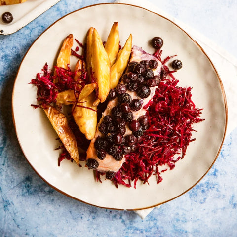 Roasted Salmon with Blueberries Recipe