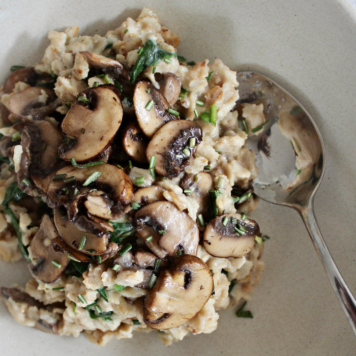 Savoury Porridge with Mushrooms, Spinach and Rosemary Porridge Recipe