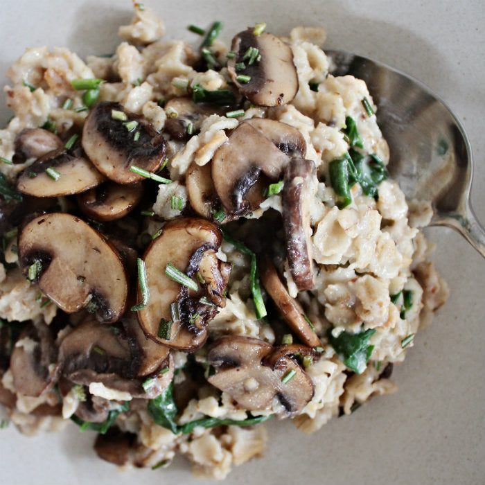 Savoury Porridge with Mushrooms, Spinach and Rosemary Porridge Recipe