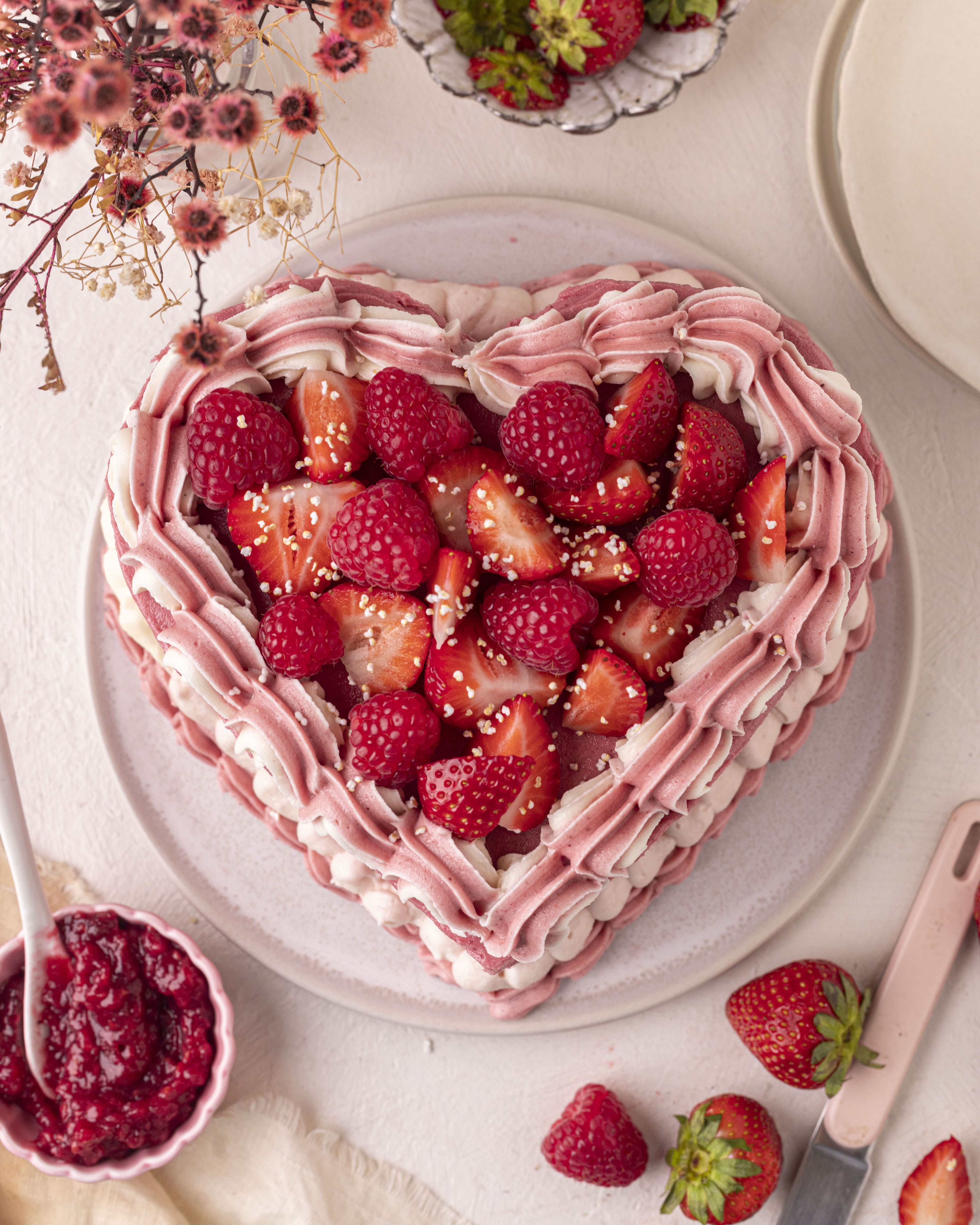Raspberry Heart Cake