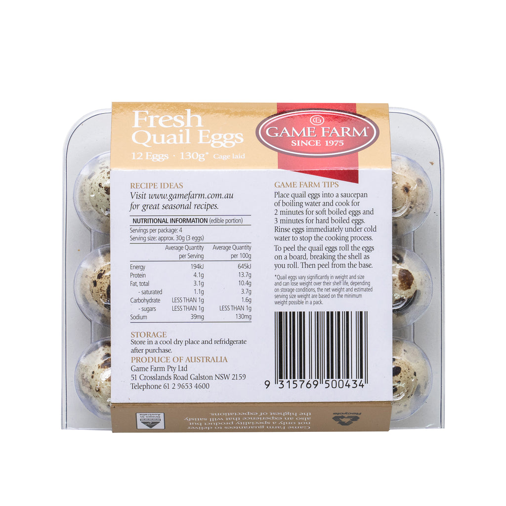 Game Farm Fresh Quail Eggs 12eggs 130g