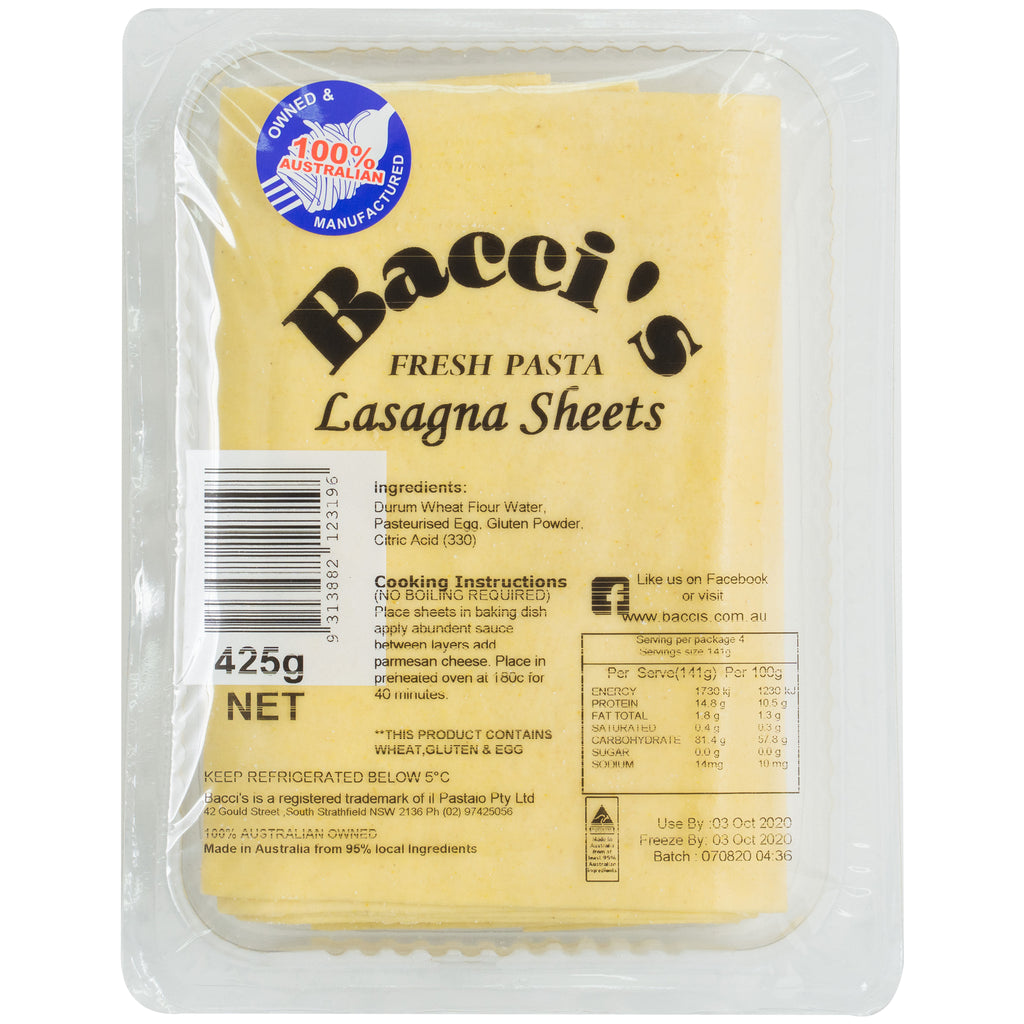 Baccis Fresh Pasta Lasagna Sheet | Harris Farm Markets