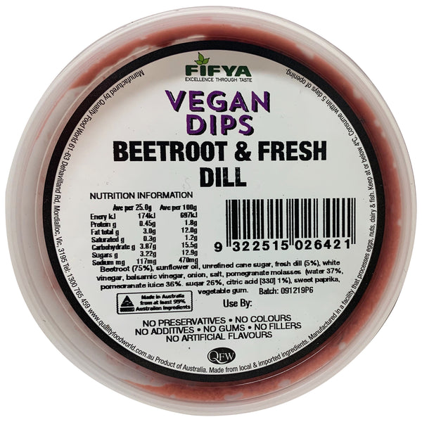 Fifya Vegan Beetroot and Fresh Dill Dips 250g