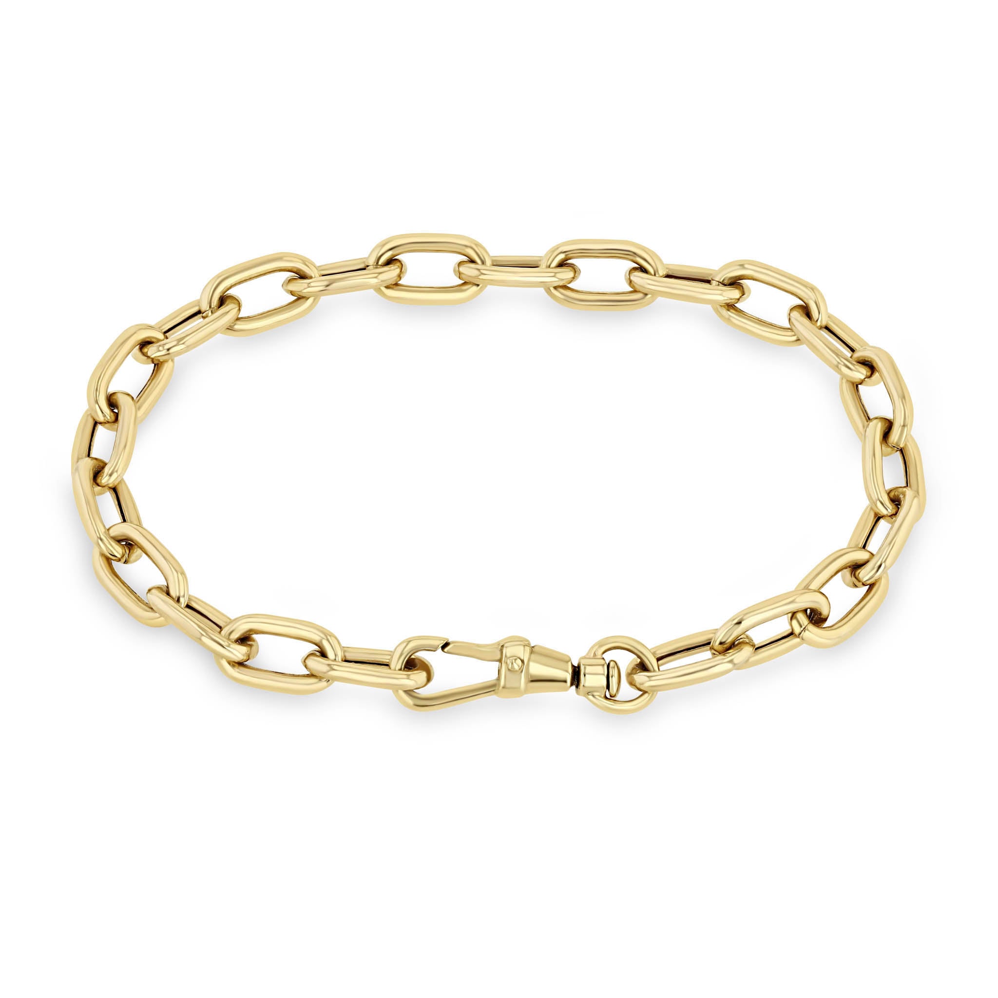 14k Gold Extra Large Square Oval Link Bracelet with Swivel Clasp