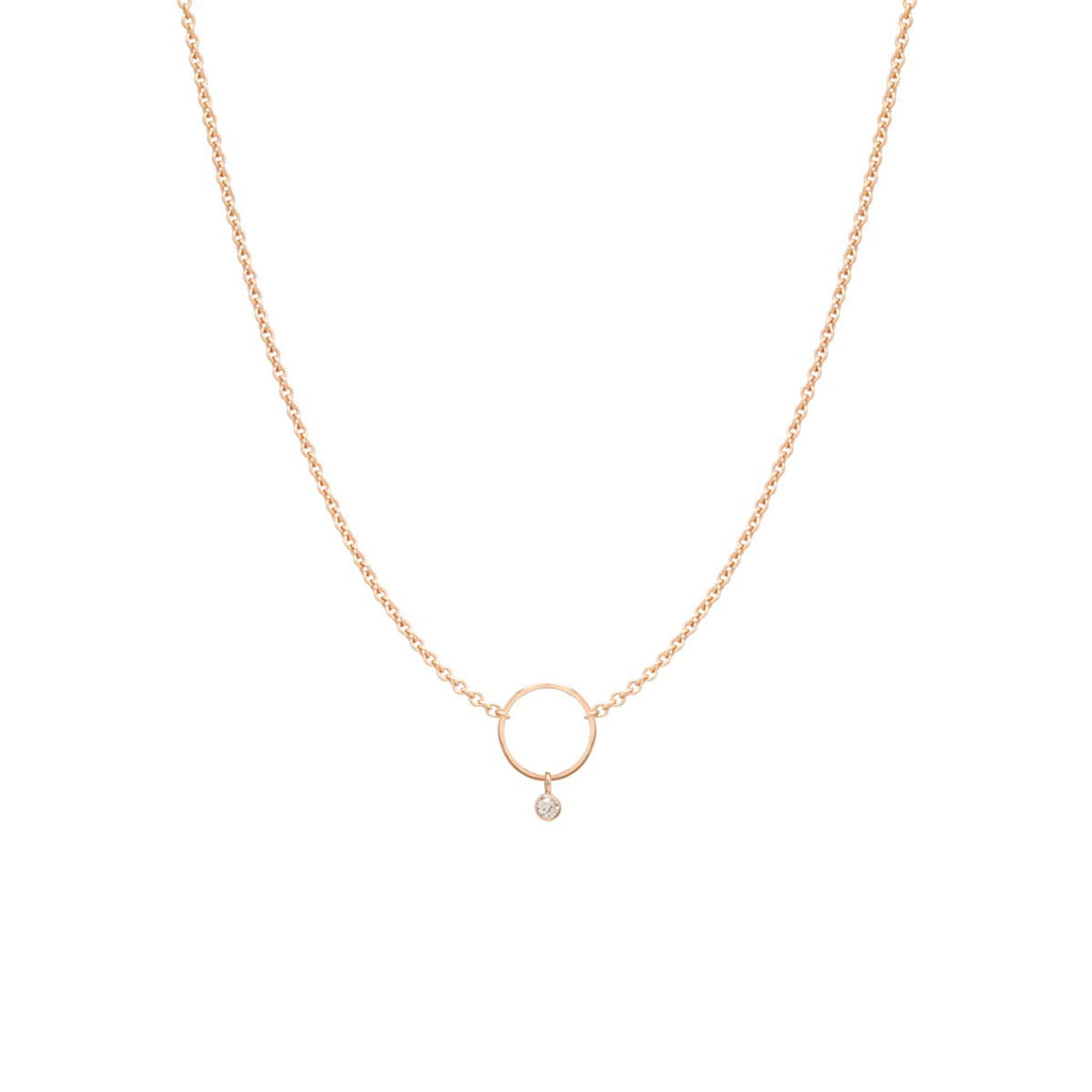 Zoë Chicco 14kt Gold Circle Necklace with Dangling Diamond Bezel – ZOË ...