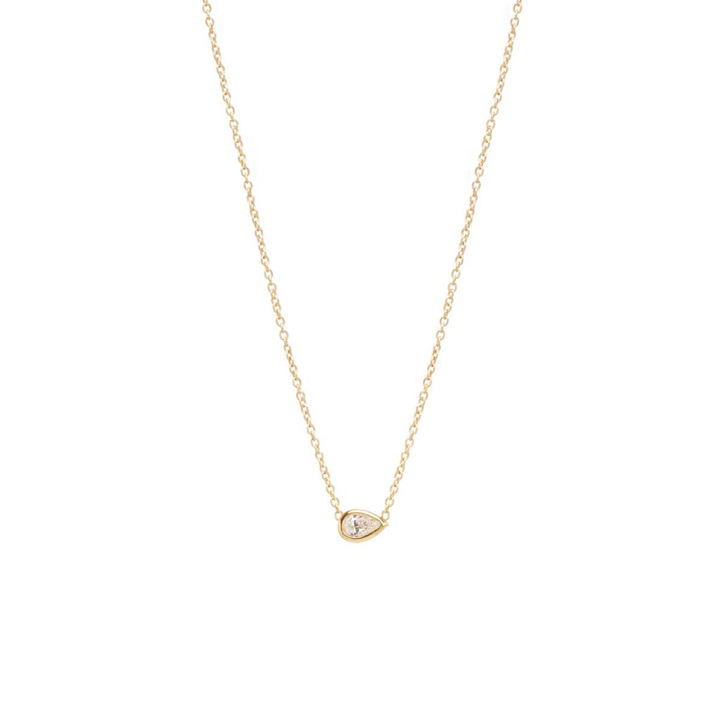 Zoë Chicco 14kt Gold Horizontal Pear Shaped Diamond Pendant Necklace ...