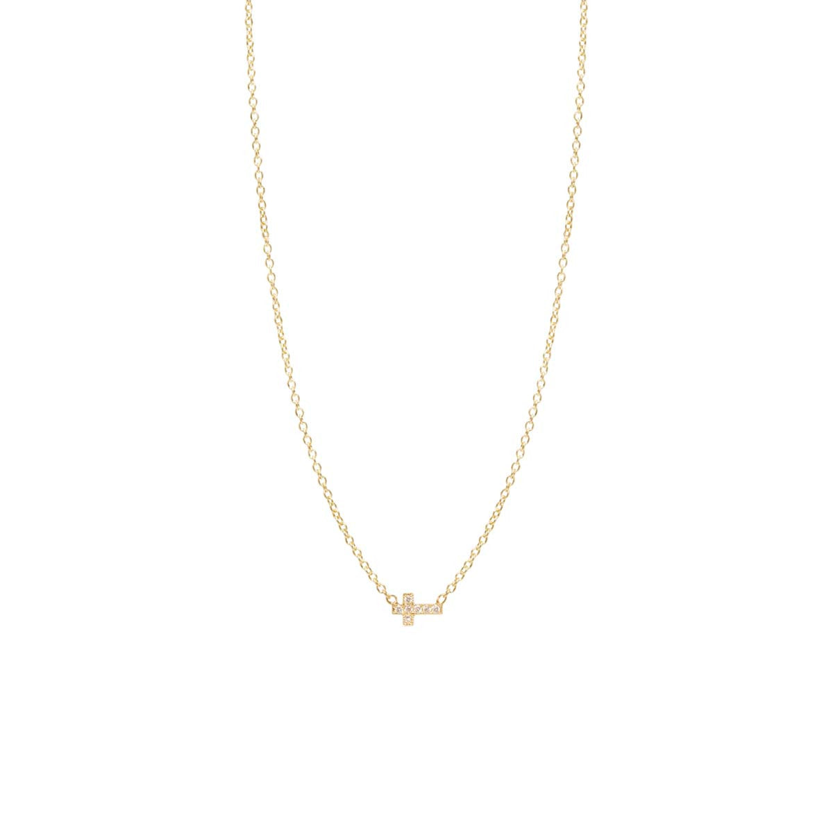 Zoë Chicco – 14k pave diamond itty bitty cross necklace