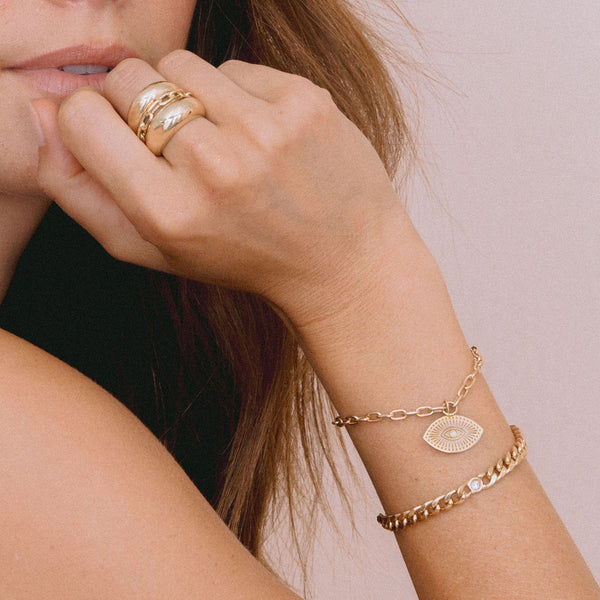 Zoë Chicco 14K Gold Dangling Scattered Letters Charm Bracelet
