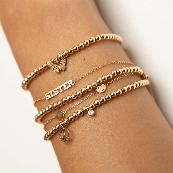 Zoë Chicco 14kt Gold Letter Bracelet with Floating Diamond – ZOË