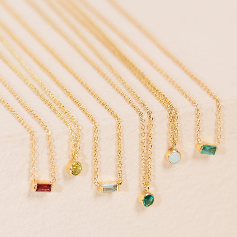 14k Single Emerald Pendant Necklace | May Birthstone