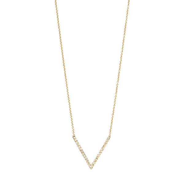 Zoë Chicco – 14k pave medium V necklace