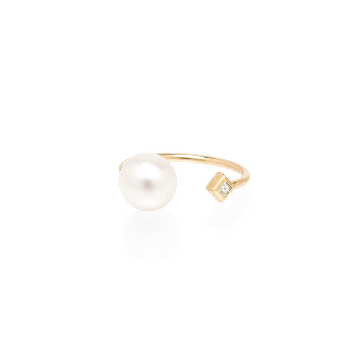 Zoë Chicco – 14k open pearl and princess diamond ring