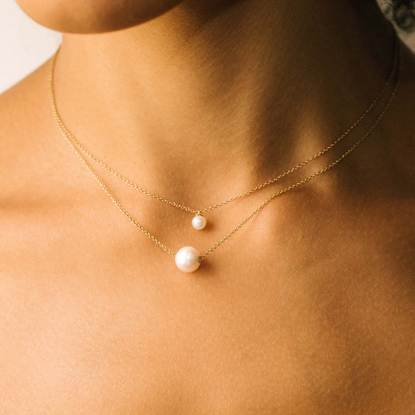 Silver Single Freshwater Pearl Choker Necklace | Classy Women Collection