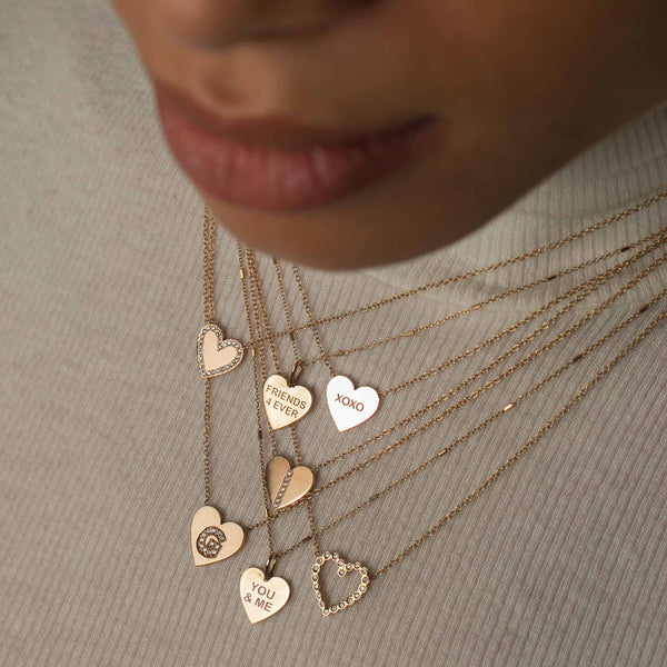 Zoë Chicco 14k Gold 7 Prong Diamond Heart Pendant Necklace – ZOË