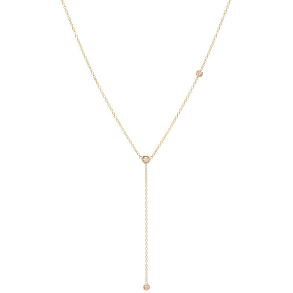 Zoë Chicco 14K Gold Mixed Paperclip Chain Lariat with Baguette Diamond Link