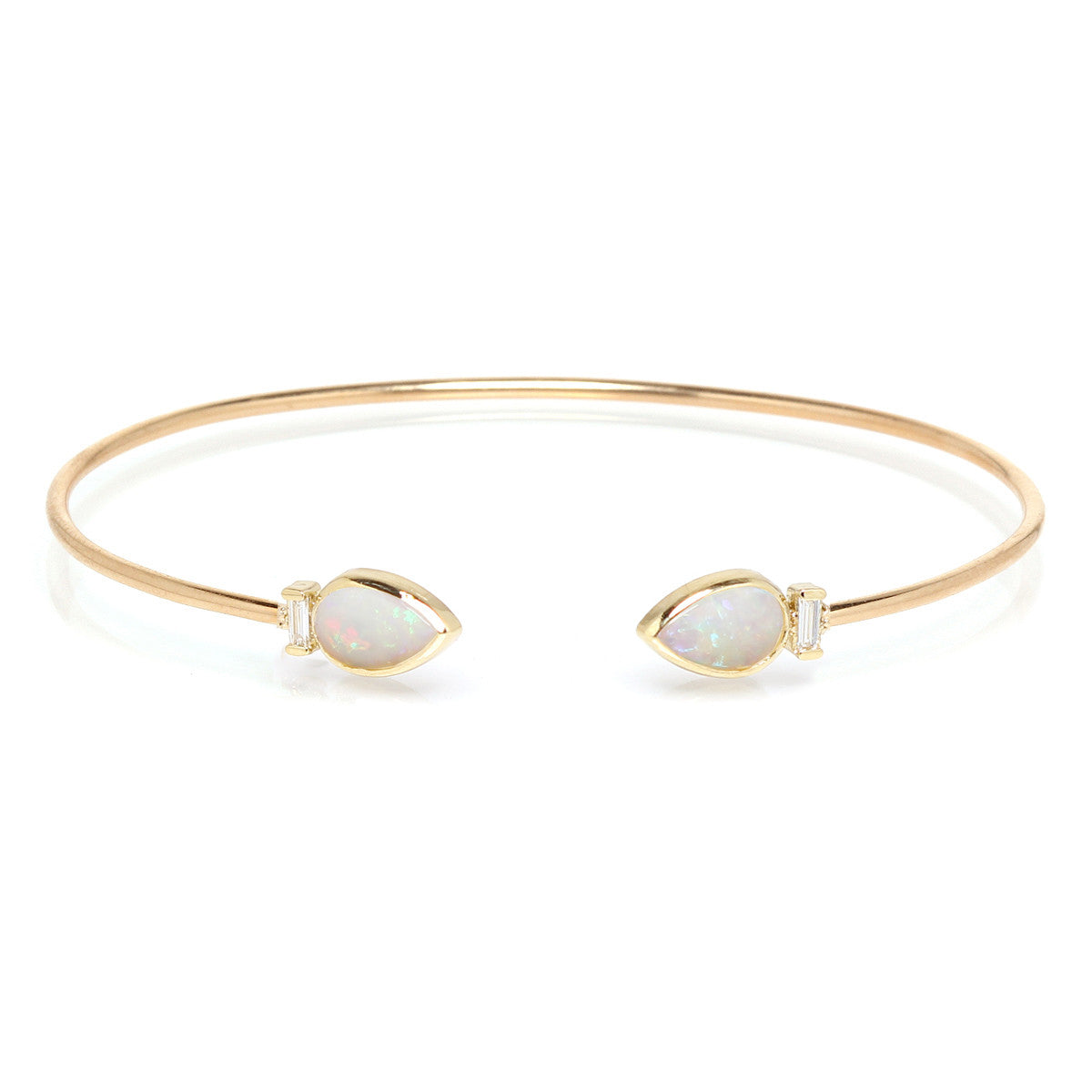 ZOË CHICCO – 14k teardrop opal & diamond baguette cuff