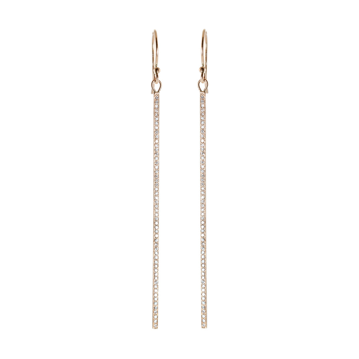 Zoë Chicco – 14k pave thin bar earrings