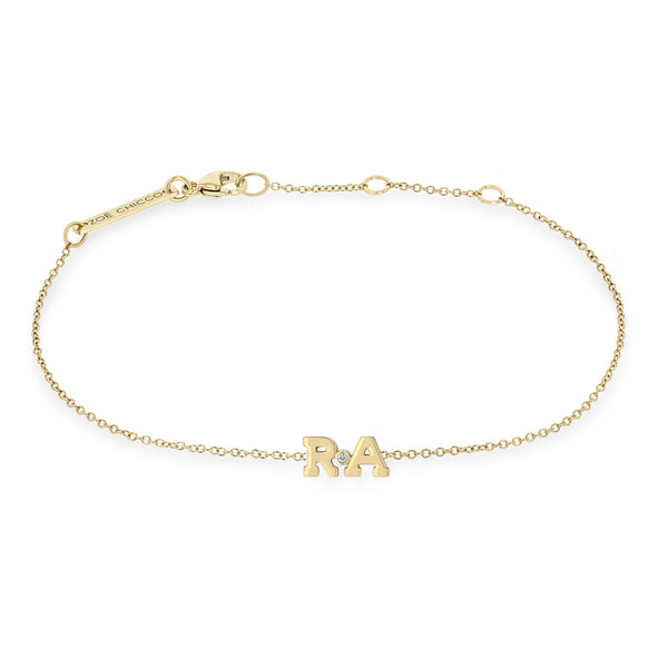 Gold initial bracelet - Initial letter bracelet made of 14 karat gold