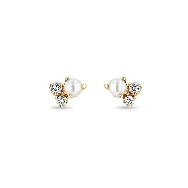 Zoë Chicco 14k Gold Pearl & Diamond Stud Earrings – ZOË CHICCO