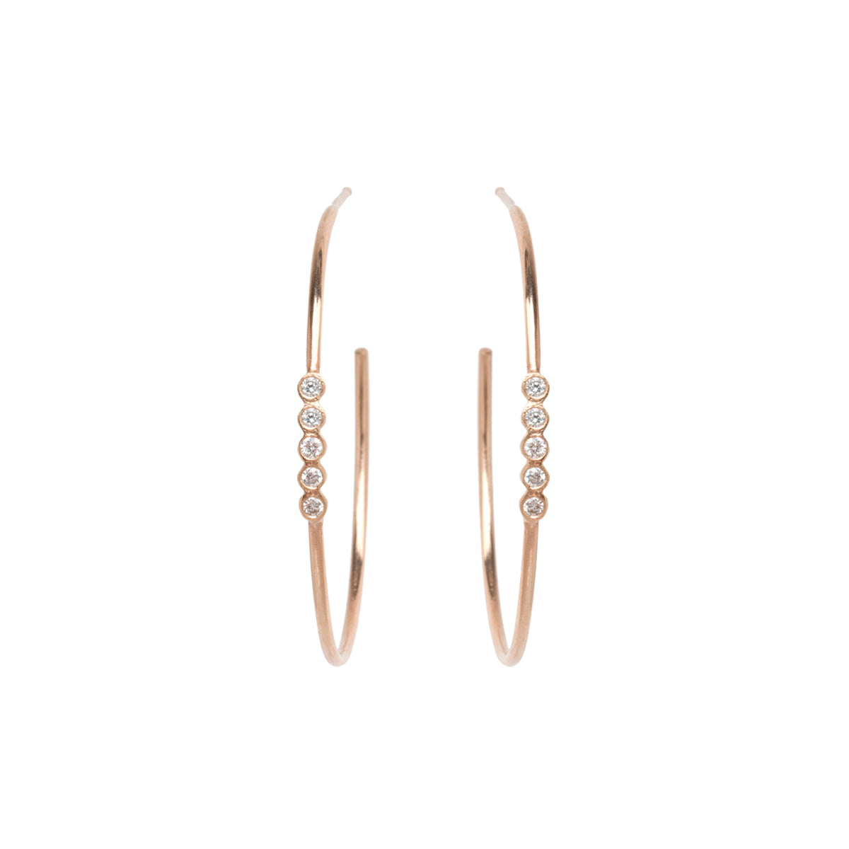 Zoë Chicco – Zoë Chicco 14kt Gold Five Bezel Diamond Small Hoop Earrings